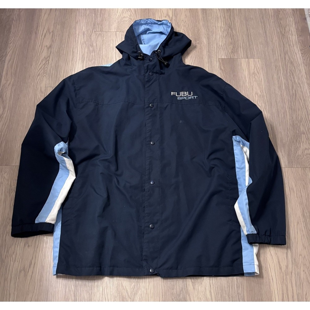 Men's vintage FUBU Sport windbreaker jacket 2XL Blue - Picture 3 of 16